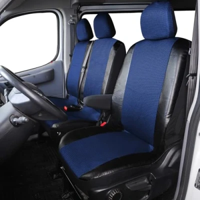 Image de TOYOUN Housses de Sieges universelles 3 Places, Housse Couverture Couvre pour Camion Camionnette Van Bus conducteur et Passager 2 + 1,Housses siège Avant Simple Double, Bleu