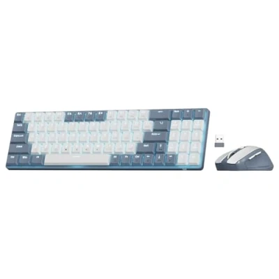 Image de Redragon BS135 Ensemble clavier et souris sans fil, 75 % 78 touches, mécanique fil 2,4 GHz avec batterie rechargeable, lumière noire bleue, ergonomique 2400 DPI