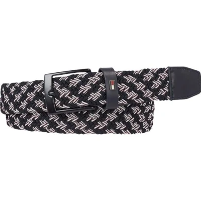 Image de Tommy Hilfiger Ceinture Homme Adan en Toile Extensible, Bleu (Space Blue Corp), 85 cm