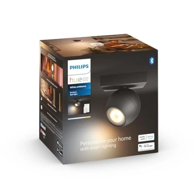 Image de Philips Hue White Ambiance BUCKRAM Spot 1x5.5W Noir (télécommande incluse), compatible Bluetooth