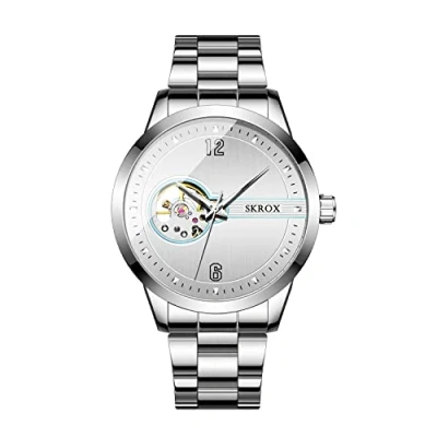 Image de FORSINING Montre Mécanique à tourbillon automatique pour homme avec bracelet en acier inoxydable, 4 Argenté,