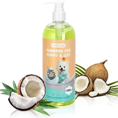 Image de Nobleza Shampooing pour Chien Chiot Bio, Peau Sensible, shampoing Chaton Anti Odeur et Demangeaison Nettoyer, Hydrater Désodoriser Con Profumo di Cocco Dolce 500ml