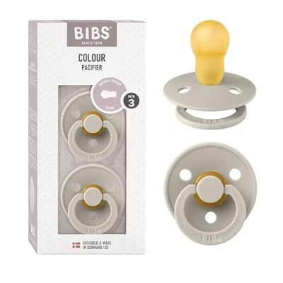 Image de Tétine BIBS Colour. Lot de 2 sucettes. Sans bisphénol A, Téterelle ronde. Latex caoutchouc naturel, Fabriqué au Danemark, Taille 3 (plus 18 mois), Sand