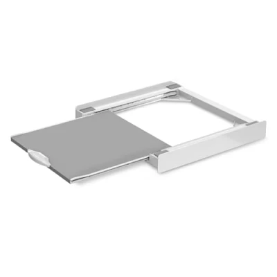 Image de Meliconi Base Torre Evo L60, Kit de Superposition pour Lave Linge et sèche avec Une Tablette coulissante en Bois mélaminé Sangle sécurité Incluse. Blanc. Fabriqué Italie.