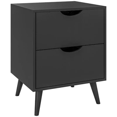 Image de HOMCOM Table de Chevet Nuit avec 2 tiroirs, Style scandinave pour Chambre à Coucher, Salon, 40 x 35 50,5 cm, Noir