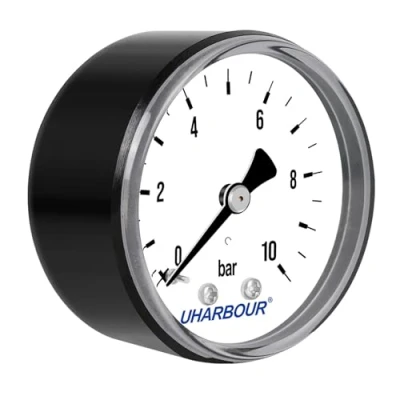 Image de UHARBOUR Manometre Pression Eau, ManomèTre Eau 0 10 Bar, 1/4 BSP Montage Arrière, avec Cadran de 2&quot;