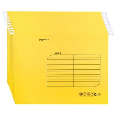 Image de Dossiers suspendus Foolscap avec onglets et inserts pour cartes (lot de 25, jaune)