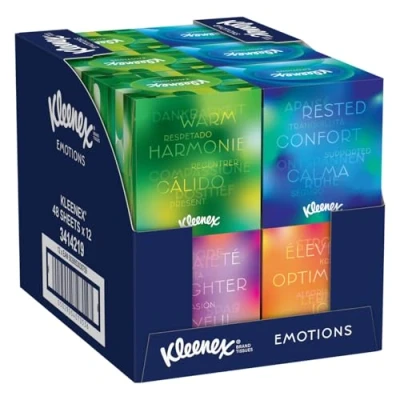 Image de Kleenex Take a Moment Collection mouchoirs 12 boîtes à cubiques In Aid of Mind Contient 4 motifs différents