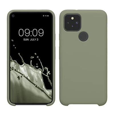 Image de kwmobile Housse Compatible avec Google Pixel 5 Coque de téléphone Protection Souple en TPU Silicone Vert Gris