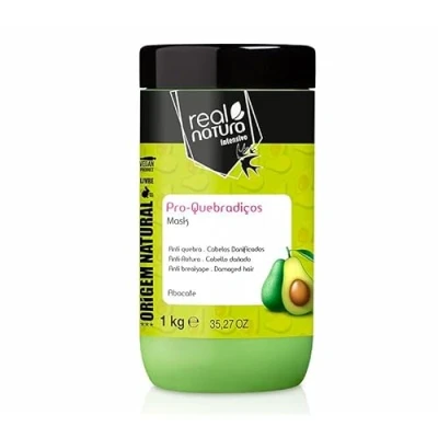 Image de Real Natura Masque Capillaire Sans Sel Réparation Intense et Nutrition à l&#039;Avocat Renforce Adoucit les Cheveux Cassants Format 1000 gr
