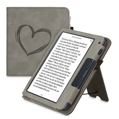 Image de kwmobile Étui Compatible avec Kobo Libra 2 Coque à Rabat magnétique Tablette eReader Daim synthétique Gris