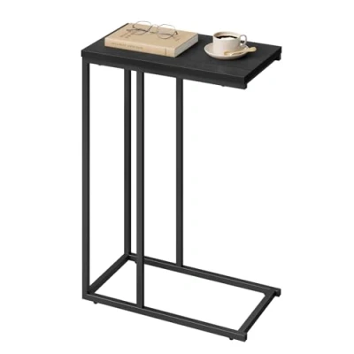 Image de WOLTU Table Bout de canapé Salon d&#039;appoint en métal et MDF, 45x25x63,5cm, Noir TSG17sz