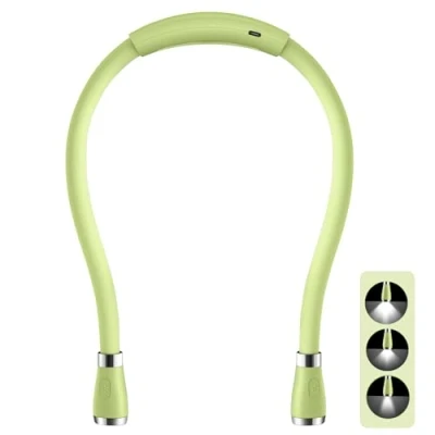 Image de SingHong Lampe de lecture LED rechargeable USB, mains libres, 4 ampoules LED, luminosité réglable, pour lire au lit ou en voiture (vert)