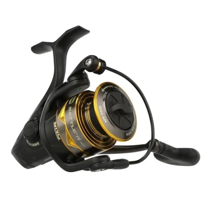 Image de PENN Moulinet Battle® IV, pêche en Eau salée, appâts et leurres pour Poissons Bobine Aluminium, Robuste ambidextre 3000 Taille de 6.2:1 Noir, Or Fumée