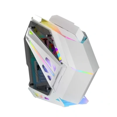 Image de MARSGAMING MC Titan, Boîtier Gaming RGB XXL ATX, Double Bande LED et Éclairage Frontal ARGB, Hub d&#039;Éclairage + Télécommande, Compatible avec Cartes Mères Support Refroidissement Liquide, Blanc