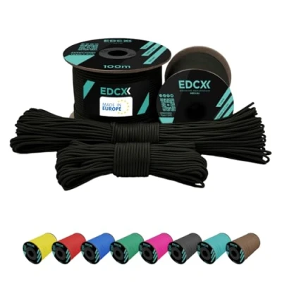 Image de EdcX 2 mm Nylon Paracord 275 (15, 30, 50 and 100 m) 100% Rope, 3 Strand Cord, Cord in Many Colours (Army Green, 30