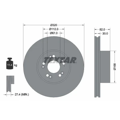 Image de TEXTAR 92056600 Disque de frein 320 30 05/10 112 ventilé l&#039;intérieur sans boulon fix roue, moyeu roue