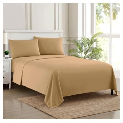 Image de Parure de lit Respirante Luxe avec Poche Profonde, élastique Complet et Sangles d&#039;angle sécurisées intégrées, Collection 1800 Supreme Ultra Douce très Grand lit, Taupe
