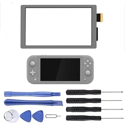 Image de NB+ Écran tactile numériseur pour Nintendo Switch Lite 2019 panneau lentille en verre pièces de rechange console jeu avec kit d&#039;outils réparation et non LCD (gris zacian zamazenta)