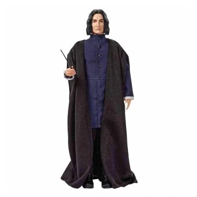 Image de Mattel Harry Potter poupée articulée Severus Rogue avec un costume en tissu et sa baguette magique, à collectionner, jouet enfant, GNR35