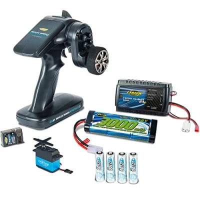 Image de Carson 500707152 Reflex Pro 3 électrique 2 télécommandes 4 GHz avec Batterie et servo, Compatible Le kit Tamiya RC, modélisme, livré dans Un Emballage écologique, Noir