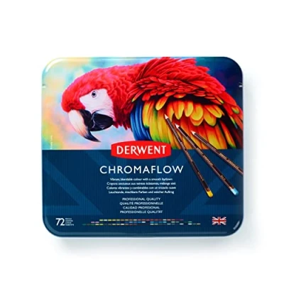 Image de Derwent Chromaflow Boîte de 72 Crayons Couleurs, Mines Tendres 3,5 mm, Faciles à Estomper, pour Dessin &amp; Coloriage, Qualité Professionnelle, 2306014