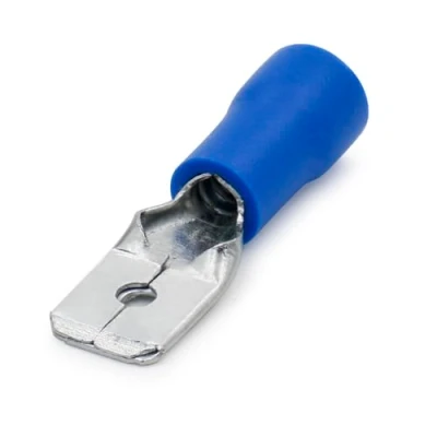 Image de Heschen Lot de 100 bornes mâles à déconnexion rapide en vinyle isolé 6,3 x 0,8 mm pour câble 1,52,5 mm² (1614 AWG) Bleu
