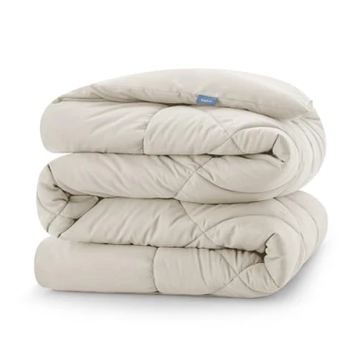 Image de CozyLux Couette Tempérée 140x200 cm pour Lit 1 Personne, Édredon 300GSM 4 Saisons, Couverture en Microfibre Hiver et Automne, Chaud, Lavable Machine, 140 x 200, Beige