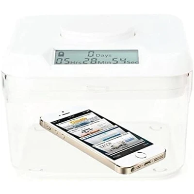 Image de Kitchen Safe Mini: Time Locking Container (White Lid + Clear Base) 3.0&quot; Height, As Seen on Shark Tank