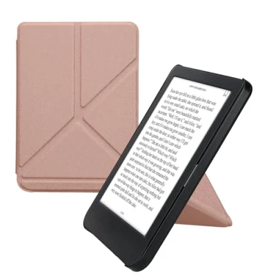 Image de kwmobile Étui Compatible avec Kobo Clara BW/Colour Coque à Rabat magnétique Tablette eReader Similicuir Or Rose