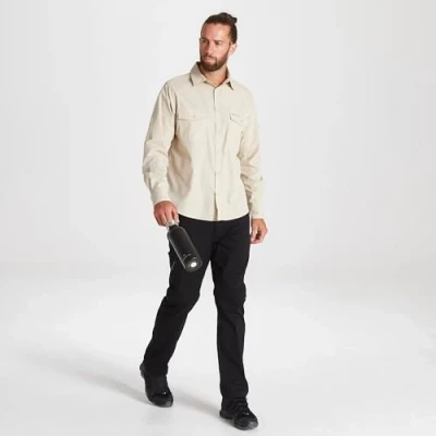Image de Craghoppers Men&#039;s Kiwi Long Sleeved Shirt, Chemise de randonnée Homme, Pebble,