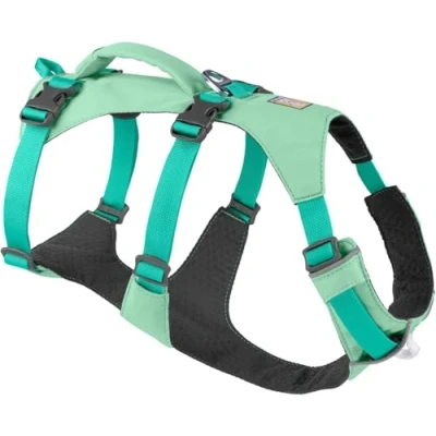 Image de RUFFWEAR Harnais pour Chien avec poignée, Flagline, Confortable et léger, Multi Usage, réglable, 3 Points d&#039;attache, Sangle renforcée Anneau en V métal Solide, Sage Green (X Small, 43 56cm)