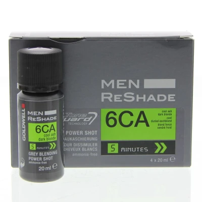 Image de Goldwell Coloration Men Reshade Power Shot pour dissimuler les cheveux blancs 6CA Blond foncé cendré froid