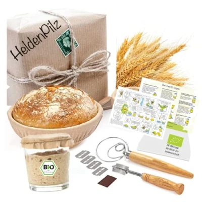 Image de levain au bio frais Kit pour la cuisson du pain naturel Faire soi même croustillant avec instructions de recette (français non garanti) (kit d&#039;épeautre)