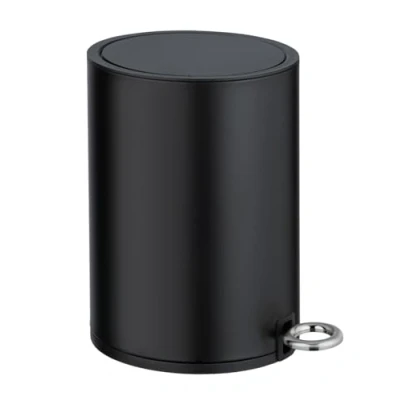 Image de WENKO Poubelle à pédale Monza Easy Close Noir Mat Acier INOX cosmétique, avec système d&#039;abaissement Automatique