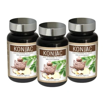 Image de NUTRIEXPERT Konjac Réduit la sensation de faim Contribue à perte poids Riche en Fibres Alimentaires Complément Alimentaire 100% Extraits naturels Plantes Lot 3 produits