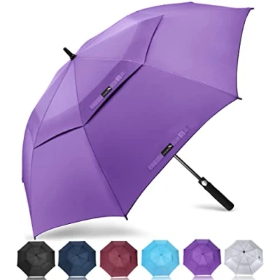 Image de ZOMAKE Grand Parapluie De Golf XXL Parapluies Grande Taille 2 3 Personnes Anti Tempete Extra Large Automatique Umbrella Double Canopée Homme Femme(Violet)