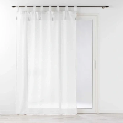 Image de douceur d&#039;intérieur, Voilage à Passants (140 x 240 cm) Dalila Blanc, Effet Lin Tissé
