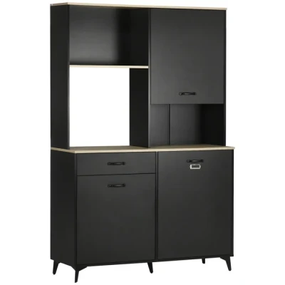 Image de HOMCOM Buffet de Cuisine Armoire Salle à Manger 3 niches Ouverts placards avec Porte et 1 tiroir 119 x 41 180 cm Noir