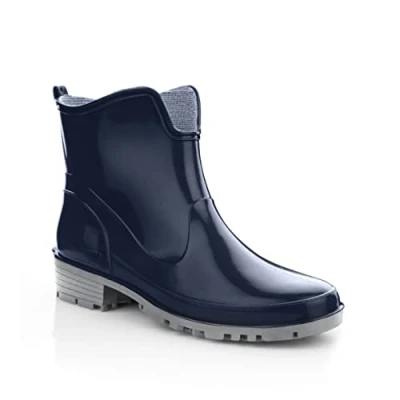 Image de Lemigo Bottes en Caoutchouc Cheville Pour Femmes de Pluie Courtes Elke (Bleu foncé, Système Taille Chaussures EU, Adulte, Numérique, Moyen, 37)