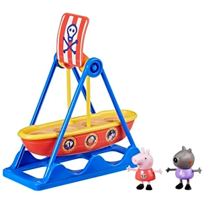 Image de Peppa Pig Manège Bateau Pirate de Peppa, Coffret avec 2 Figurines, Jouet pour Enfants, Taille Unique