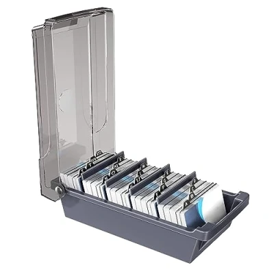 Image de Catekro Grande Capacité Porte cartes de Visite Boîte Rangement（500 Cartes） A Z Lettre Classification Index 4 Compartiments,24 x 12 7,5 cm