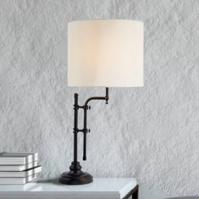 Image de Searchlight Lampe de table Munich, noir/blanc, lin, E27, réglable