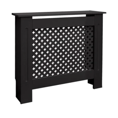 Image de ECD Germany Cache Radiateur Chauffage Moderne 78x19x82cm Noir Étagère en Bois MDF Housse Décorative Robuste Motif Nid d&#039;abeille Murale Meuble de Rangement Design Traditionnel pour Salon Chambre