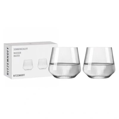 Image de RITZENHOFF 8000001 Lot de 2 verres à eau 400 ml Série Sonnenschliff Avec structure en relief Fabriqué Allemagne