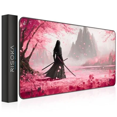 Image de RISOKA® Tapis de Souris Gamer XXL 900x400 Bords Cousus &amp; Surface imperméable Design Anime XL pour Bureau Grand Accessoire Clavier Gaming Setup PC