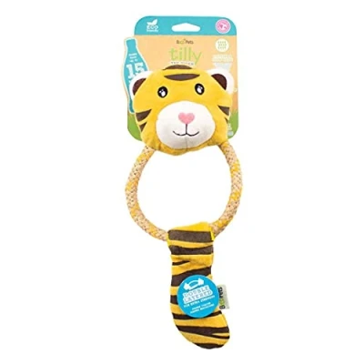 Image de Beco Jouet pour Chien Tigre Doux recyclé avec Corde à Tirer, adapté aux Chiots, couineur, Taille L