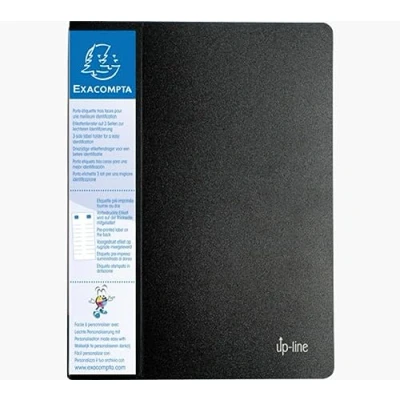 Image de Exacompta Réf. 88401E 1 Protège documents avec porte étiquette 3 faces Up Line 40 pochettes 80 vues pour A4 dimensions 24 x 32 cm couverture en polypro rigide opaque couleur noir