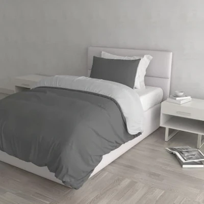 Image de Italian Bed Linen CP NC Grigio Chiaro/Fumo 1PM Natural Color housse de couette double face couleur unie avec taies d&#039;oreiller, 100 % Coton, Clair/Gris foncé, Small