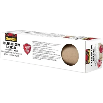 Image de Scotch Cushion Lock Film de protection 1 Roulea,304mm x 9,14m une Solution Durable pour l&#039;Emballage,l&#039;Expédition et le Déplacement,sans Ciseaux ni Ruban Adhésif nécessaires,Alternative au Papier Bulle